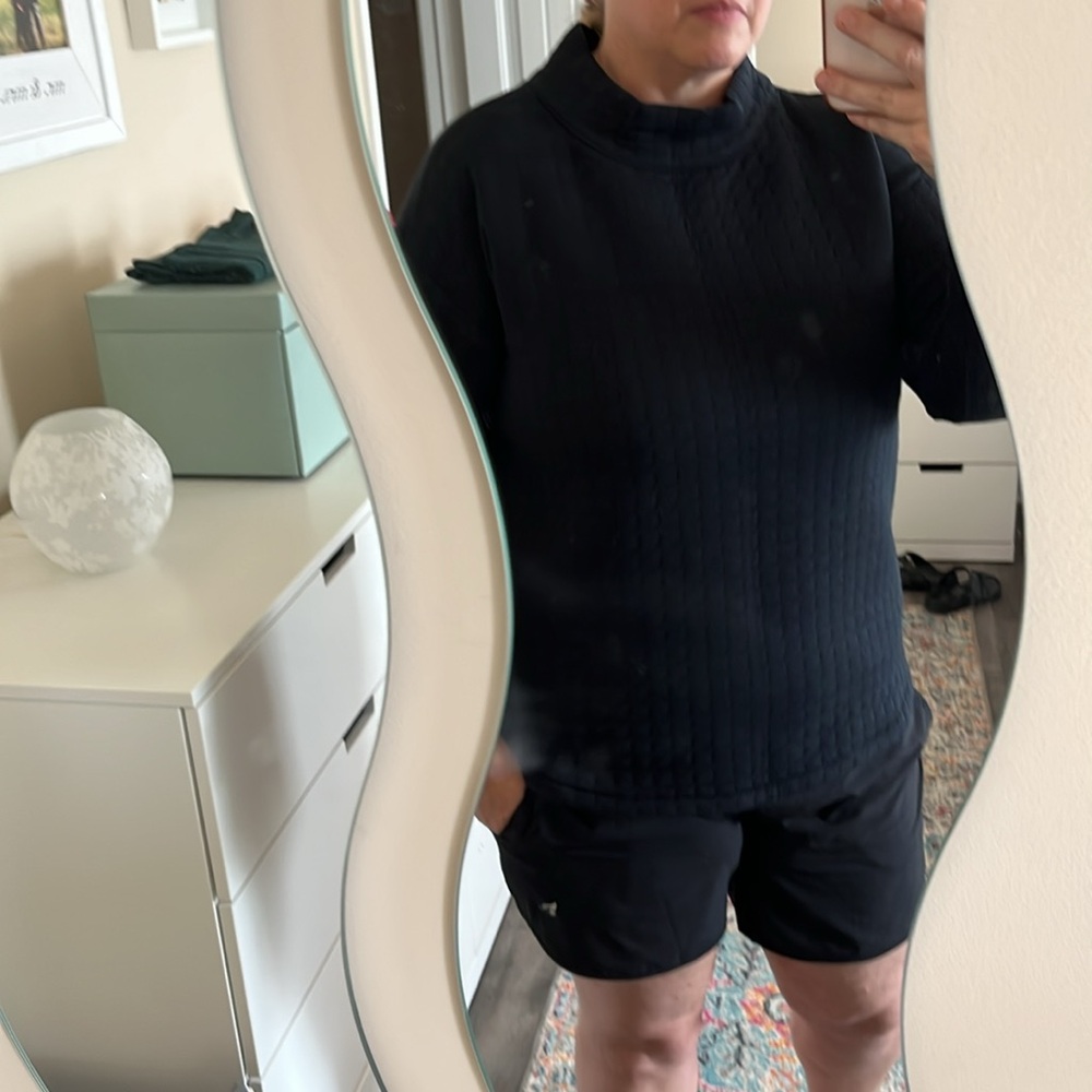 T by Talbots Black Quilted Pullover Sweater